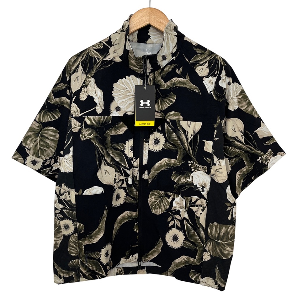 Under Armour Unstoppable Men’s Full Zip Short Sleeve Shirt Floral Large NWT